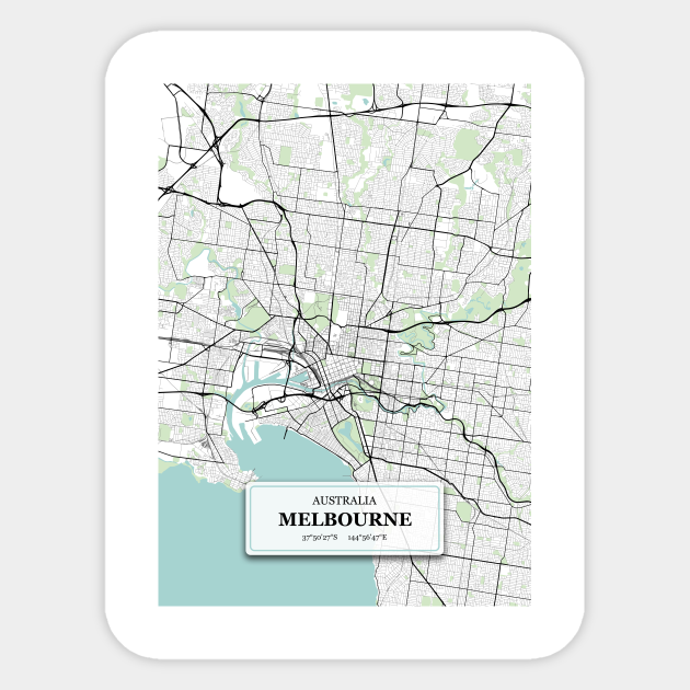 Melbourne Australia City Map with GPS Coordinates Melbourne Australia
